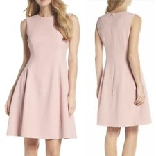 ELIZA J A-line Short-sleeved Mini Dress Bush Pink Size 12