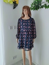 ❤️ Size 10-12 ATMOSPHERE navy blue floral everyday chiffon tea skater dress 503