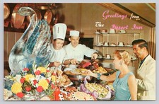 1950s LAS VEGAS Postcard WILBUR CLARK'S DESERT INN Buffet Table Scene UNP d1