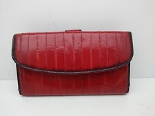 Vintage Mundi Eel Skin Checkbook Wallet Red Credit Coin 7x3.5x1