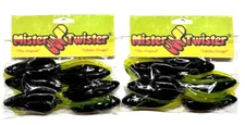 2 PACKS Mister Twister RARE Mouse Tails Black Red Flake Chartreuse Tail 6 Count