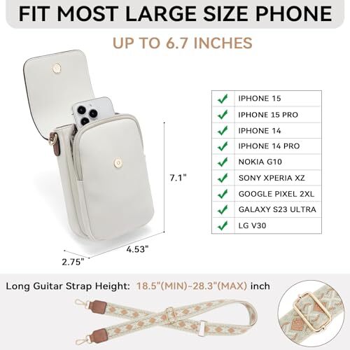 Small Crossbody Bag for Women Cell Purse Leather Wallet Handbags with Card Slots - Picture 6 of 28