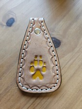 Tan Leather Paw Print Yellow Paw KeyChain Accessorie
