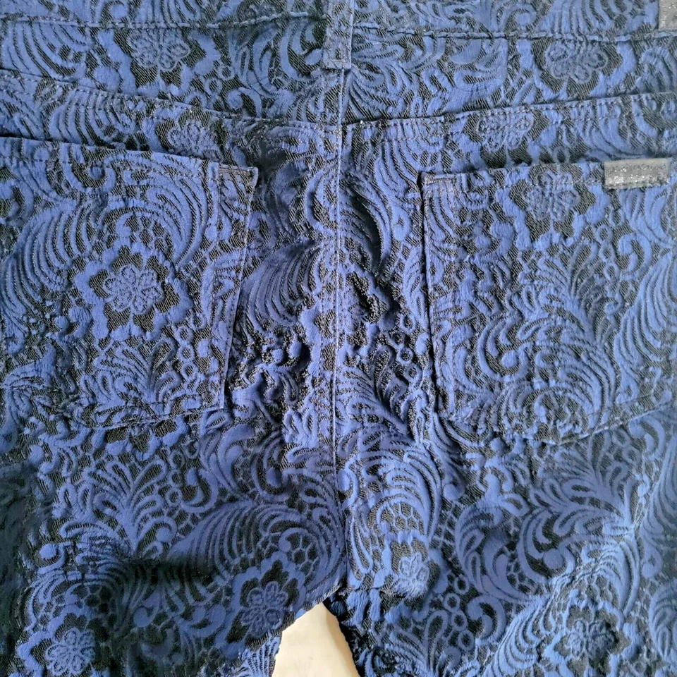 Pantalones ajustados de jacquard brocado azul 7 For All Mankind talla 30 stock #3105 Foto 3 de 4