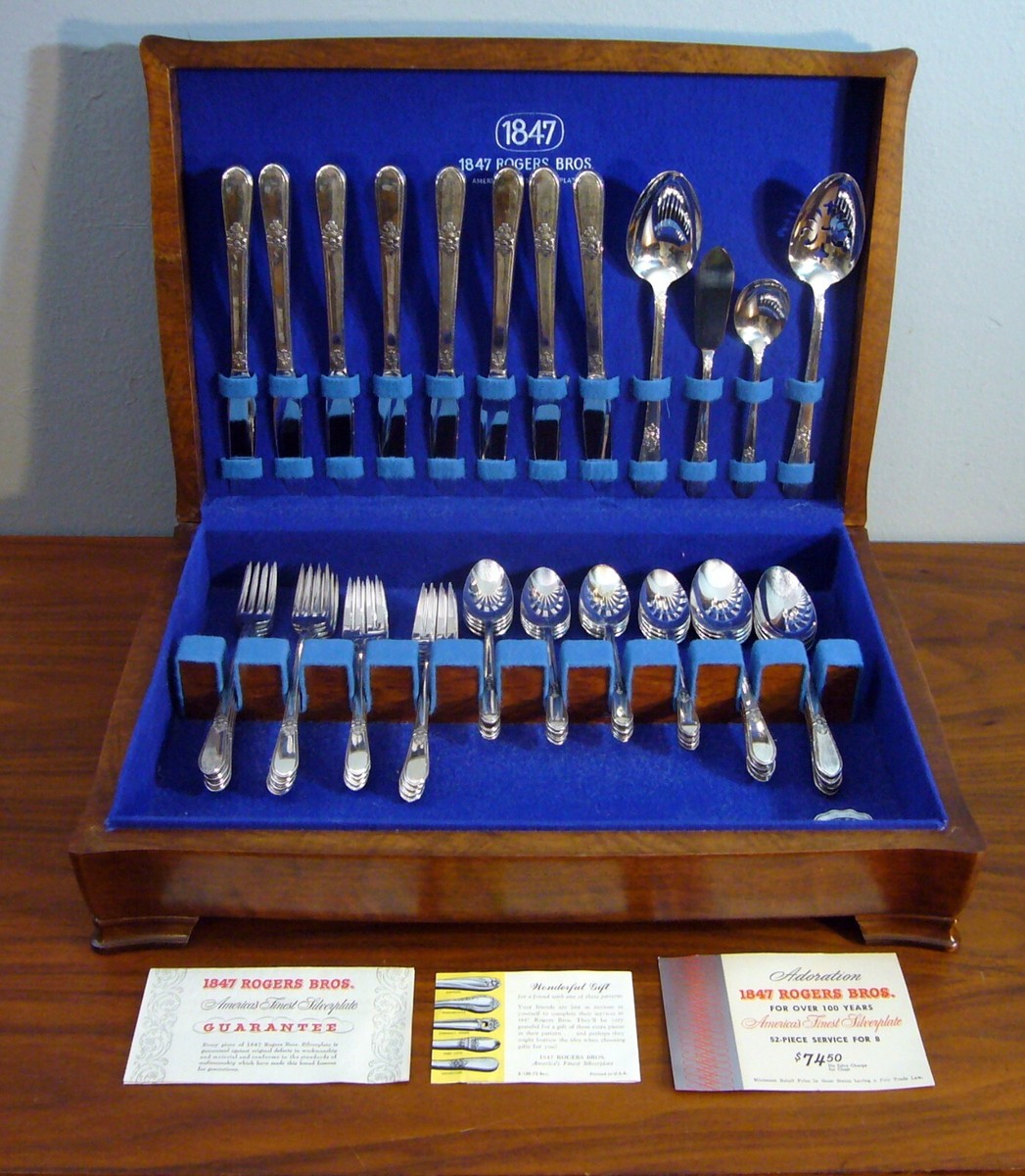 Sterling Silver 1847 Rogers Bros 52 Piece Service For Vtg 1847