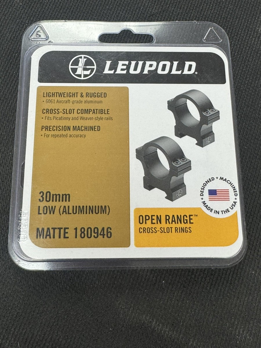 Leupold Open Range Cross-Slot Rings, 30mm Low, Matte Black, 180946