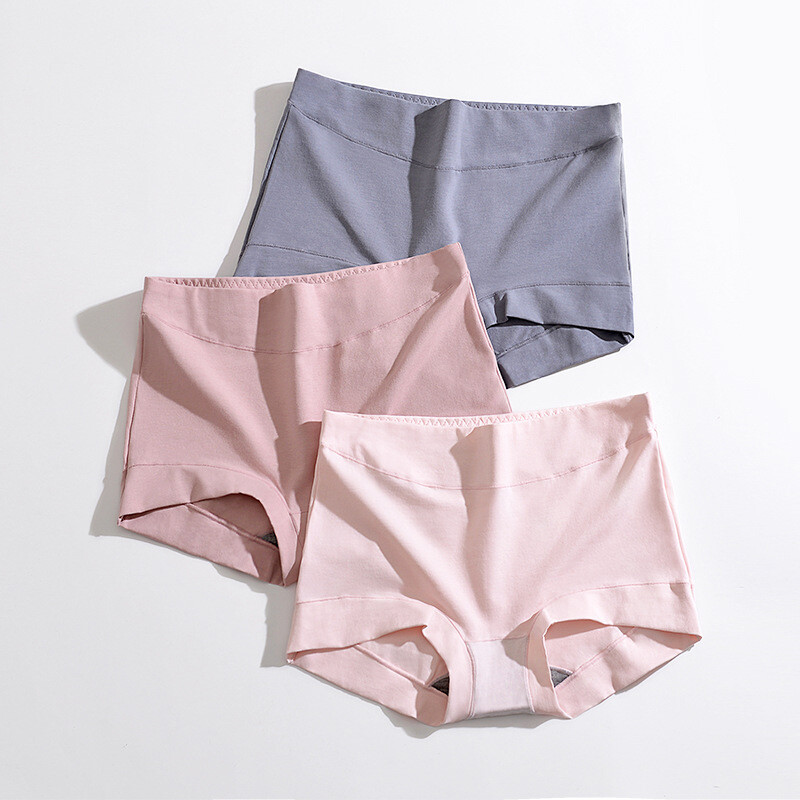 Women's High-Waist Boxer Briefs Solid Color Panties Knickers Underwear