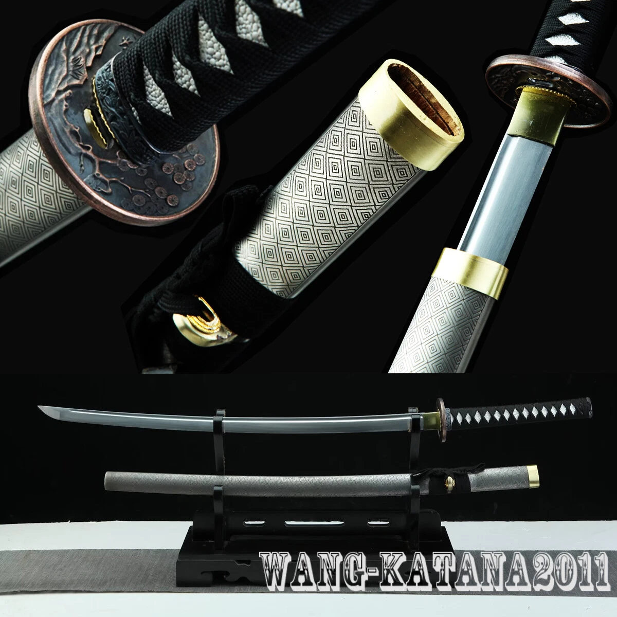 12寸中炭素鋼焼藍武士刀【藍銀草】古兵器 武具 刀装具 日本刀 模造刀 居合刀 碳钢刀片武士银色收藏日本刀剑、军刀| eBay