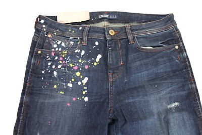 Blue Paint Splatter Stretch Z1975 Raw 