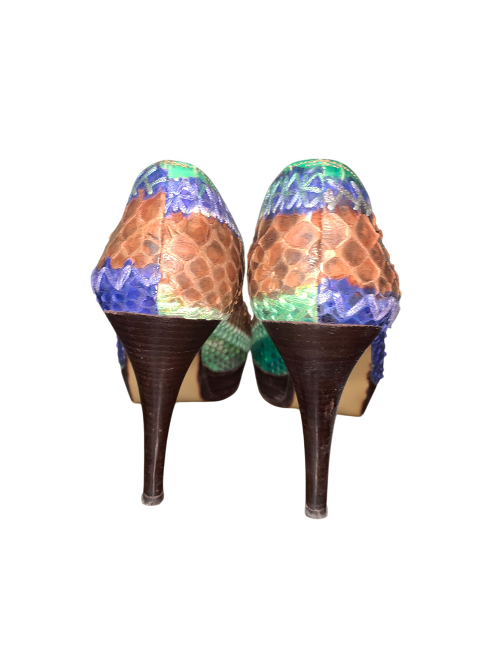 Stuart Weitzman - Python Leather Open Toe Shoes, … - image 4