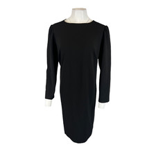 Vince Camuto 3/4 Sleeves Puff Shoulder Crepe Ponte Dress Rich Black Medium Size