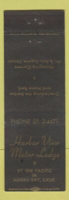 Matchbook Cover - Harbor View Motor Lodge Morro Bay CA