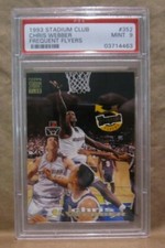 CHRIS WEBBER 1993 STADIUM CLUB FREQUENT FLYER ROOKIE#352 PSA9!WARRIORS F RC HOF