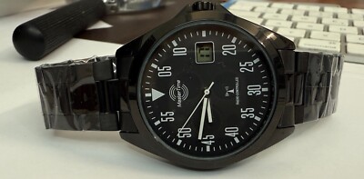Funkuhr Herrenuhr Master Time Schwarz  Arabische Zahlen 41 mm MTGA-10689-25M