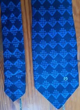Beautiful navy/sky blue diamond vintage MILA SCHON Italian designer silk tie  