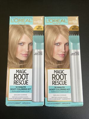 2x Loreal Magic Root Rescue 10 Minute Root Coloring Kit #8 Medium Blonde New