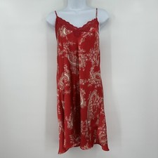 Vintage Private Luxuries Women  s Shiny Satin Lace Nightgown, Size XL Red