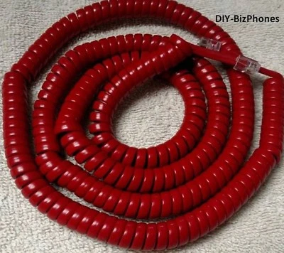 DIY-BIZPHONES-AT-T-TRIMLINE Cherry Red 25Ft Long Handset Cord for AT&T Vintage Phone Trimline Princess Curly