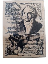 EUC! RARE! Collage Illuminata Beethoven Rubber Stamp By Inkadinkado 90696Y