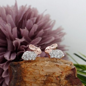 Authentic Celestial Bunny Amulet Rose Gold Plated Moissanite Earrings