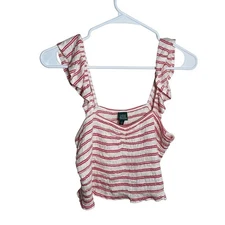 Wild Fable Tank Top Women's Medium Cropped Textured Ruffle Shirt Top Boho Casual