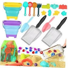 Beach Sand Toys for Kids,Sand toys with 2 Collapsible Beach Bucket,2 Beach