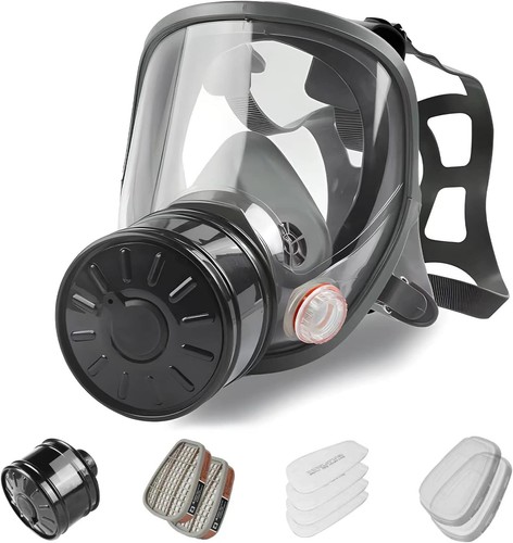 Full Face Gas Mask, Masks Survival Nuclear and 1 Count (Pack of 1), Grey