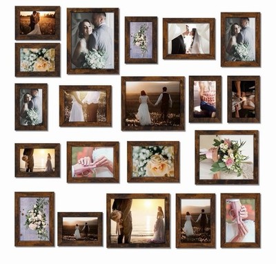 20 Pcs Gallery Wall Frames Set Rustic Picture Frames Collage Assorted Photo W...