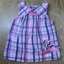 Vintage Disney Minnie Mouse Pink Plaid Cotton Dress sz 6-9 months Bows