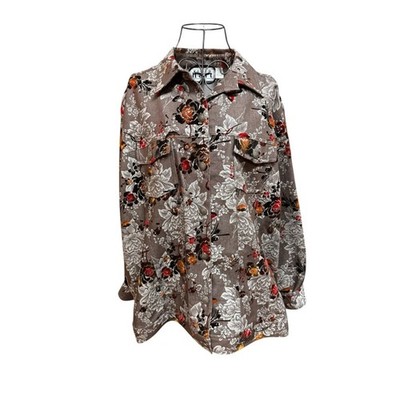 KEREN hart Taupe Jacket with Red & Orange Floral Accents 2X