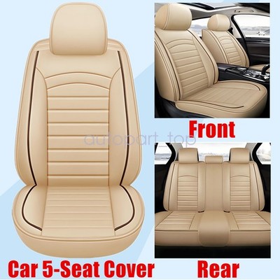 Full Set 5-Seat Cover Leather Pad Fits Chevy Silverado 1500 2500 HD GMC Sierra