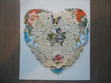 Antique/vintage 1920's 30's Heart Shaped Die Cut Multi layered Paper Lace Fold O