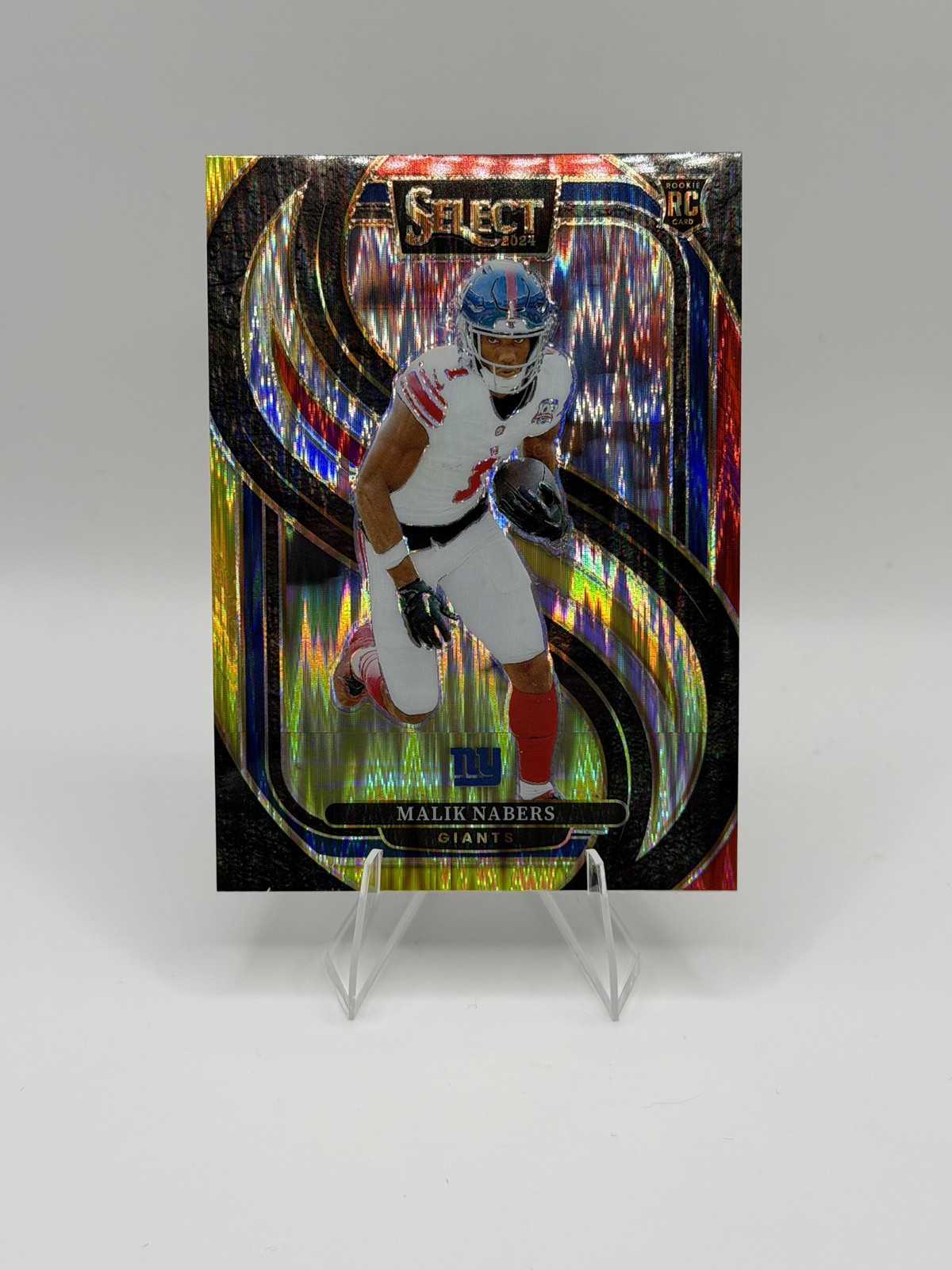 2024 Panini Select #116 Malik Nabers Red & Yellow Prizm Shock