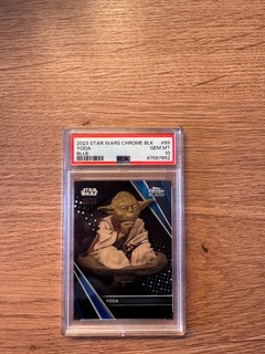 YODA 2023 Topps Star Wars Chrome Black Blue #89 /75 PSA 10