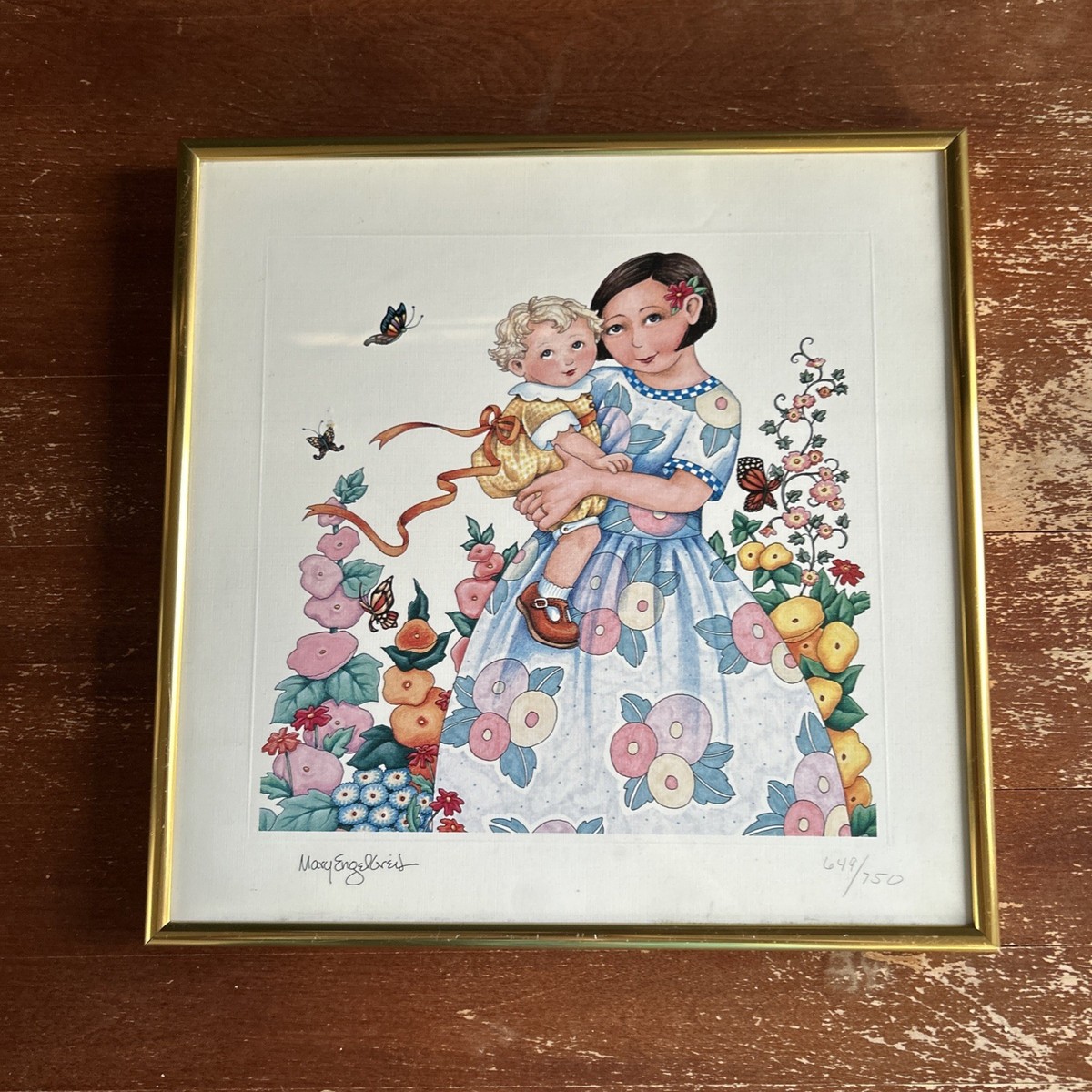 Vintage Mary Engelbreit Mother And Child With Flowers Numbered