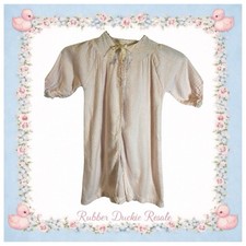 Vintage Baby Gown / One Piece – Pale Pink with Lace Collar & Ribbon – Infant