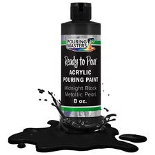 Pouring Masters Midnight Black Metallic Pearl 8-Ounce Acrylic Pouring Paint