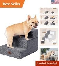 Versatile 1.5" Dog Stairs for Small Dogs  Cats - Non-Slip Grey Pet Steps