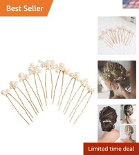 U Shaped Pearl Wedding Hair Pins for Bridal Women, Set of 9 Gold  Unique Des...