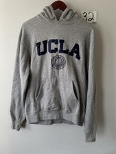 Champion UCLA Bruins Hoodie Mens M Gray Satin Applique Embroidered College