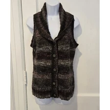 Woolrich Women's Button Down Knit Sweater Vest Shawl Collar Wool Blend Medium