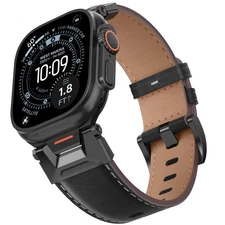 Genuine Leather Apple Watch Band Ultra 3/2/Series 7-11 49mm 45mm 44mm 42mm Men's