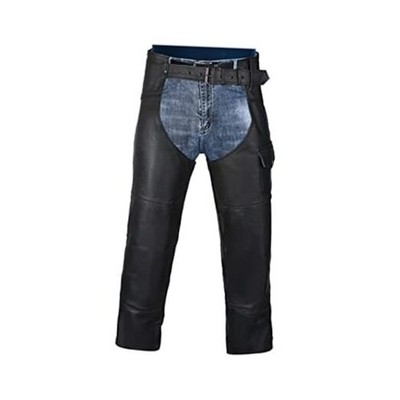 Motorcycle Leather Chaps for Men and Women, Black Motorcycle Chaps for Road 40