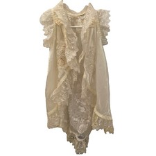 Vtg Ivory Lace Duster Capelet Girls 5 Christening Wedding Baptism Jacket USA