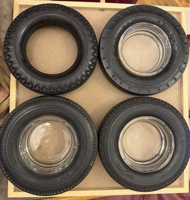 4 Vintage Tire Ashtrays From Goodyear And BF Goodrich Advertising Collectibles