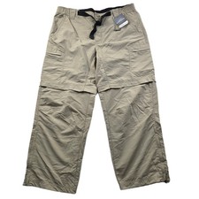 Eddie Bauer Convertible Pants Mens XL/30 Khaki Nylon Travex Hiking Zip Off NEW