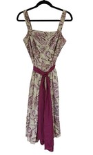 Ann Taylor Loft Dress Womens 10 Purple Pleated A-line Sleeveless Belted