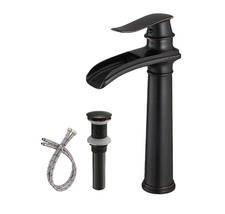BWE Antique Echo Oil Rubbed Bronze Vessel Waterfall Bathroom Sink Faucet W/Drain