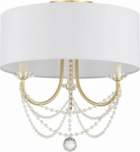 Delilah 3-Light Semi Flush Mount in Aged Brass by - Picture 3 of 6
