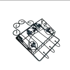 Vintage Iron Ivy Wall-Mounted Key Hook Mail Rack Green Metal Cottage Floral